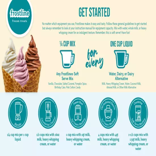 Frostline Vanilla Soft Serve Ice Cream Mix, Lactose & Gluten Free - Just Add 