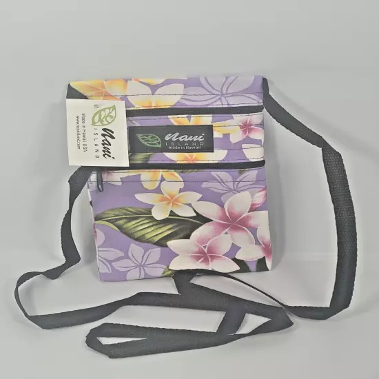 NANI ISLAND NIGHT BLOOMING BOUQUET LAVENDER IPHONE/PASSPORT BAG 7.5"Hx5"W NEW 