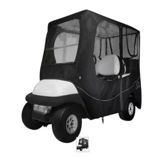 Golf Cart Enclosure 4 Person Fairway Fits Long Roof Dimensions up to 80" L Black