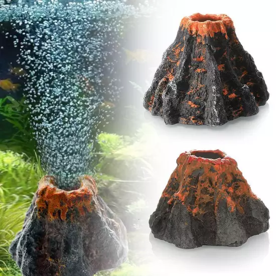 Fish Tank Oxygen Mini Artificial Resin Simulated Volcano Landscape Or D1P2 F4X0