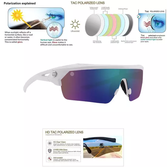 Half Frame Premium Sport Polarized Sunglasses New Wrap Around USA