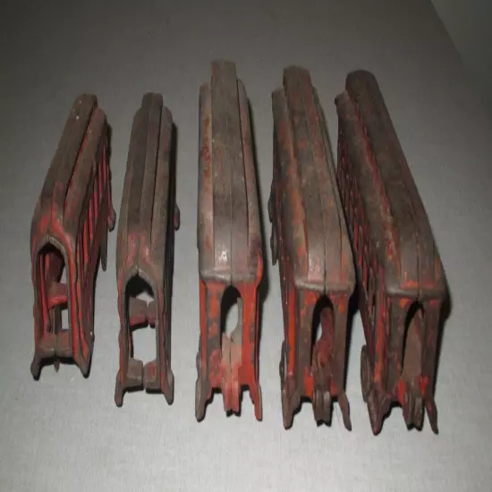 ANTIQUE FLOOR CAST IRON TOY TRAIN-SHIMER-SKIDOO-LEHIGH VALLEY R.R.-5 PIECE SET