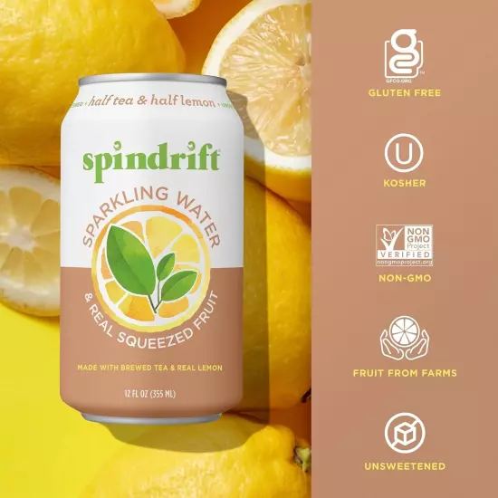 Spindrift Sparkling Water, Half Tea Half Lemon Flavored 12 Fluid Ounce 24 Can