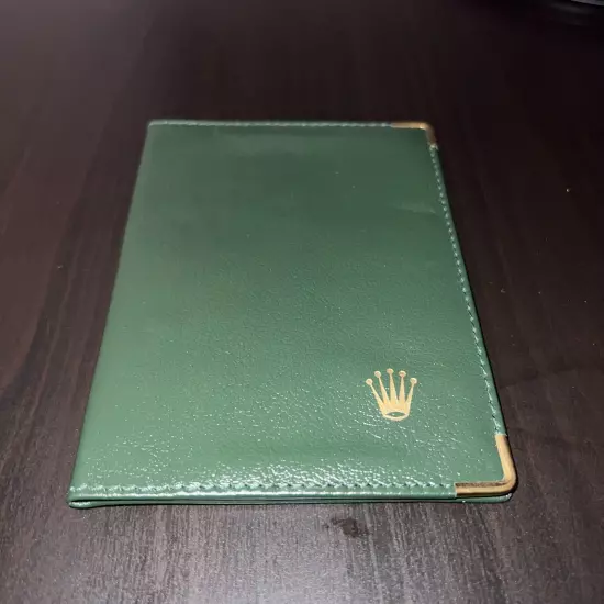 NEW Rolex Vintage Green Leather Card Wallet Passport Holder NEW