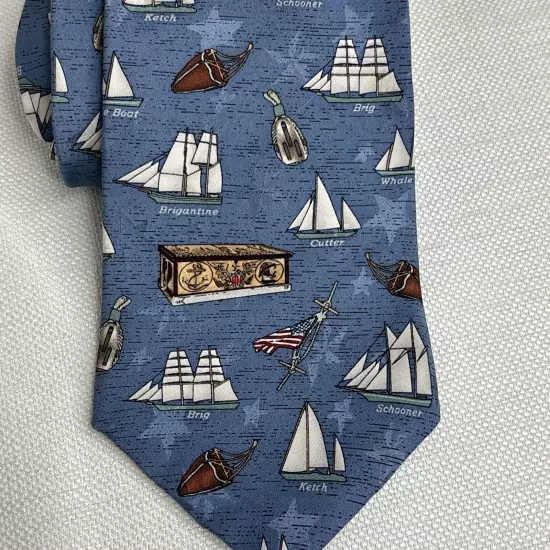 Sailboat Tie Tango Silk All Over Print America Series 4x58 Schooner Clipper