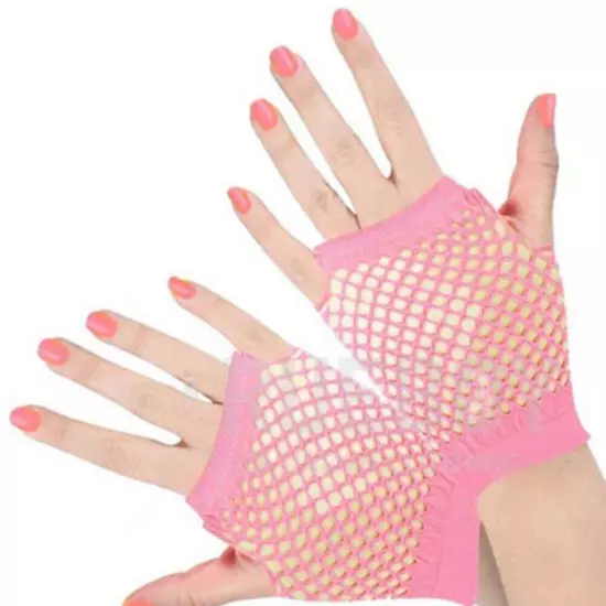 Womens Fancy Dress Short Fishnet Gloves Nylon Mesh Elastic Fingerless Mittens