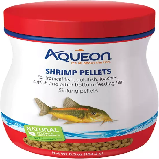 Aqueon Shrimp Pellets Sinking Food Tropical Fish Goldfish Loaches Catfish 6.5Oz