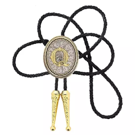 Bolo tie for Men Western Cowboy Golden Initial Letter A to Z Costume Bolo ties