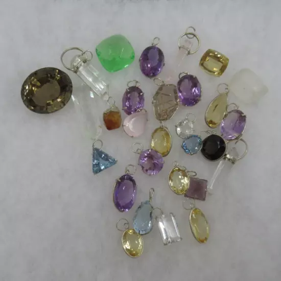 Estate Find 29 Pcs Lot Faceted Gemstones-Amethyst-Quartz-Citrine -Etc