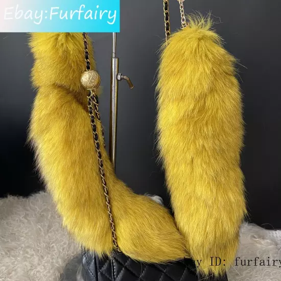 2/5/10 wholesale Dyed Color Real Blue Fox Tail Fur Keyring Pendant Cosplay Toy