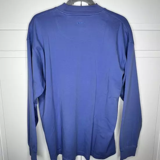 GOLF BOLLE Men Size Medium Blue 100% Fine Pima Cotton Mock Neck Layer Shirt