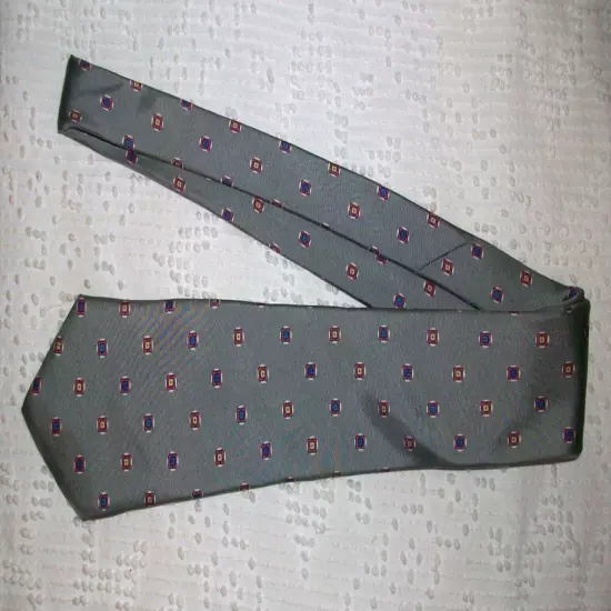 Yves Saint Laurent YSL Vintage Gray Geometric Silk Necktie