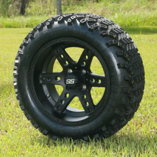 Golf Cart 14" Dominator Matte Black Wheels & 23" All Terrain Tires - Set of 4