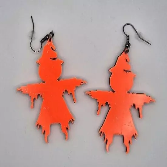 Halloween Party Jack-O-Lantern Pumpkin Scarecrow Drop Earrings Acrylic Black