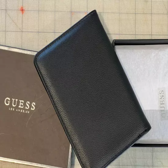 GUESS Los Angeles Elite Passport Case Holder Leather One Size Black NEW