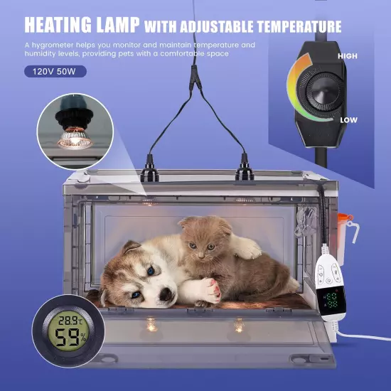 Puppy Incubator with Heating and Oxygenator, Dog Incubator for Puppies, Kitten I