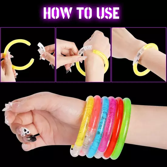 24Pcs Glow in the Dark Party Supplies for Kids/Adults, Colorful Led Bracelets 