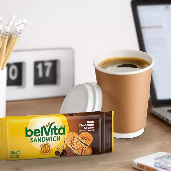 belVita Breakfast Sandwich Dark Chocolate Creme Breakfast Biscuits 30 Total P...