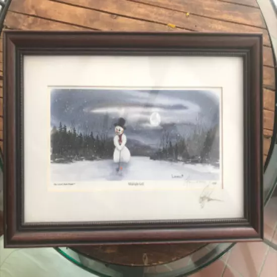 Dan Larsen Snow People Painting “Midnight Golf” Numbered Limited Edition Signed