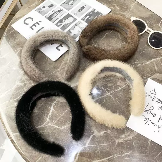 New Arrival Women winter 100% Real Mink Fur Headbands Real Fur Hair Band Lady