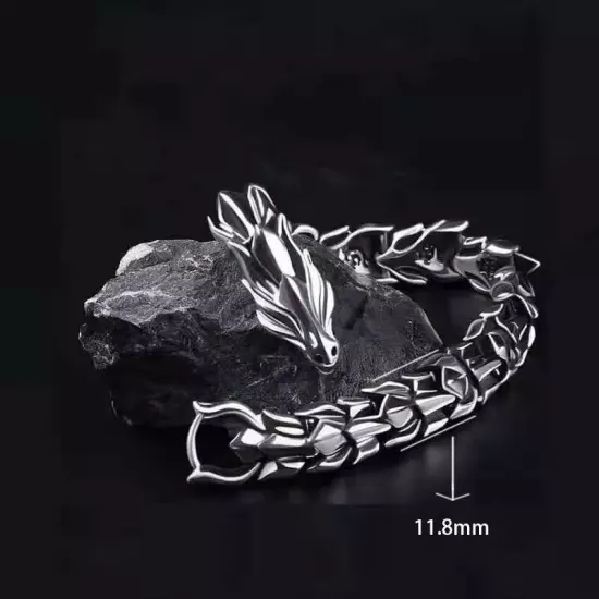 Viking Dragon Stainless Steel Bracelets Ouroboros Unique Gothic Perfect Men Gift