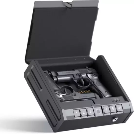  Gun Safe Biometric Gun Safes Quick Access with Fingerprint Keypad Keys,