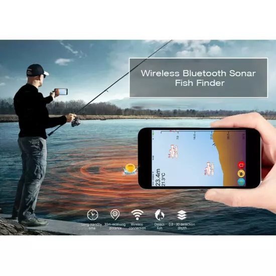 Smart Wireless Fish Finder Remote Sonar Sensor Fishing Detector Phone Visual 