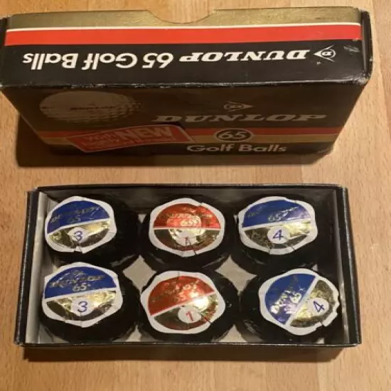 BNIB 6 Pack of Vintage Wrapped Dunlop 65 Golf Balls plus Bonus 3 wrapped Balls