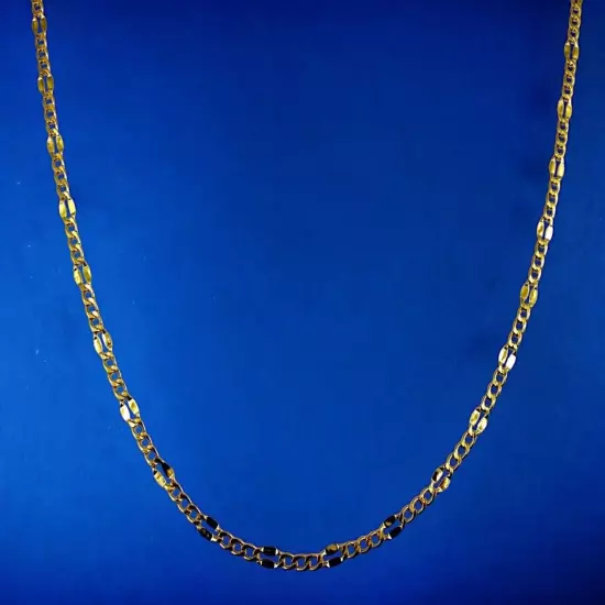 10K Yellow Gold 3mm-5mm Solid Mirror Figaro Chain Necklace Link All Sizes Women