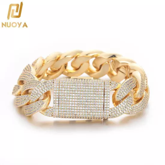 20mm Simulated Diamond Miami Cuban Bracelet Iced Out CZ 18k Gold Plated