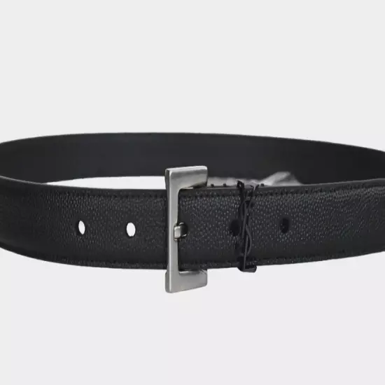 SAINT LAURENT Grain De Poudre YSL-LOGO CASSANDRE Women's SKINNY Belt 85cm US34