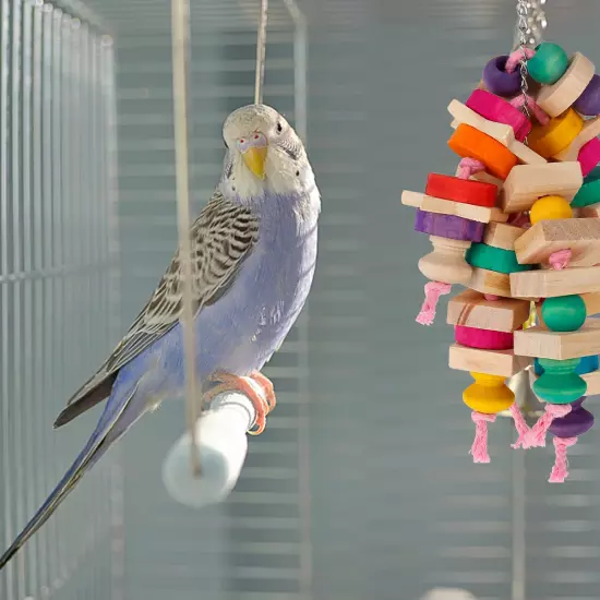 Parrot Chew Toys Bird Parrot Hanging Bite Wooden Blocks Cage Fun Toy for Chewing