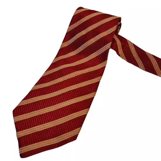 Valentino Mens 100% Silk Neck Tie Striped Red Tan Pattern Designer Tie Cravatte