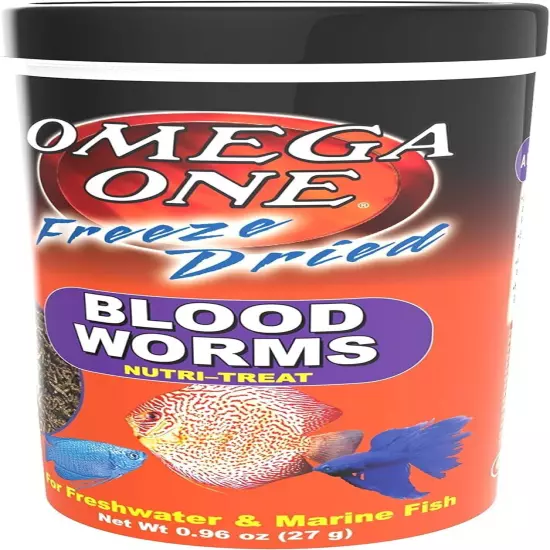 Omega One Freeze Dried Blood Worms, 0.96 oz