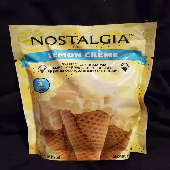 Nostalgia Lemon Creme Ice Cream Mix - Lot of 2 8oz Packs (Best by 1/2026)