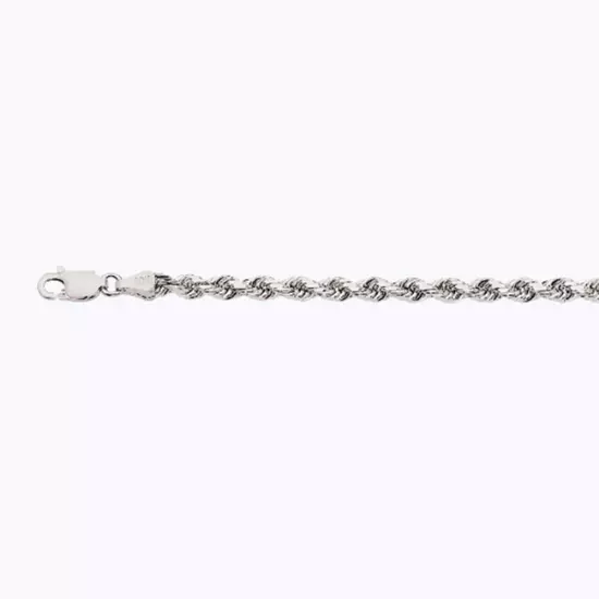 10k White Gold 1mm-12mm Solid D/Cut Rope Chain Necklace Bracelet Size 7"-30"