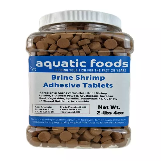 Brine Shrimp Adhesive Tablets for Oscars, Catfish, Cichlids, & All Fish. WL-JAR