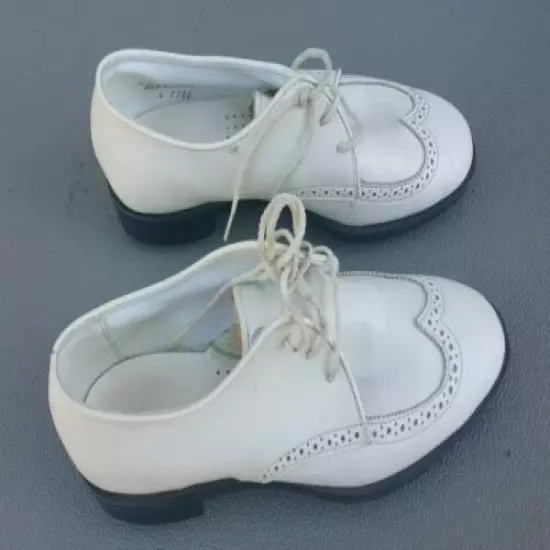 Vintage White Saddle Golf Shoes Metal Cleat 8 1/2 B