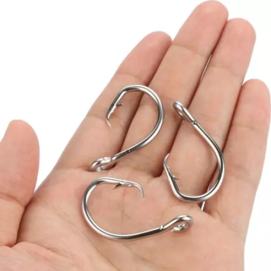 25pcs Saltwater Stainless Steel Fishing Hooks 8/0-12/0 Tuna Circle Big Game Hook