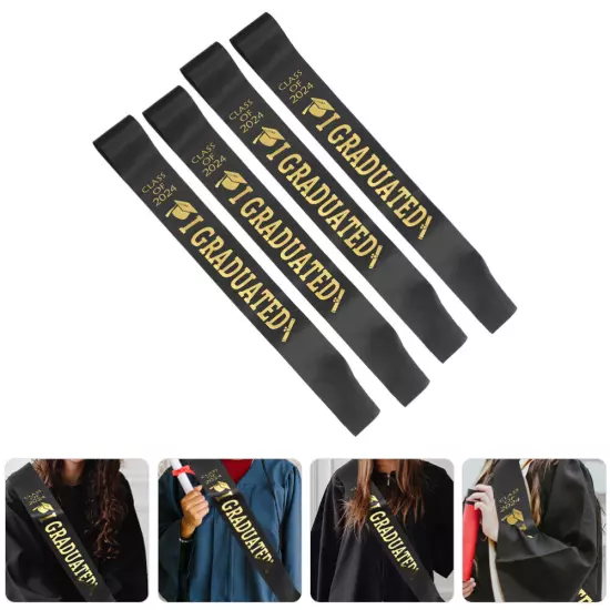  4 Pcs Class Of 2024 Sashes for Graduation Student Shawl Shoulder Strap