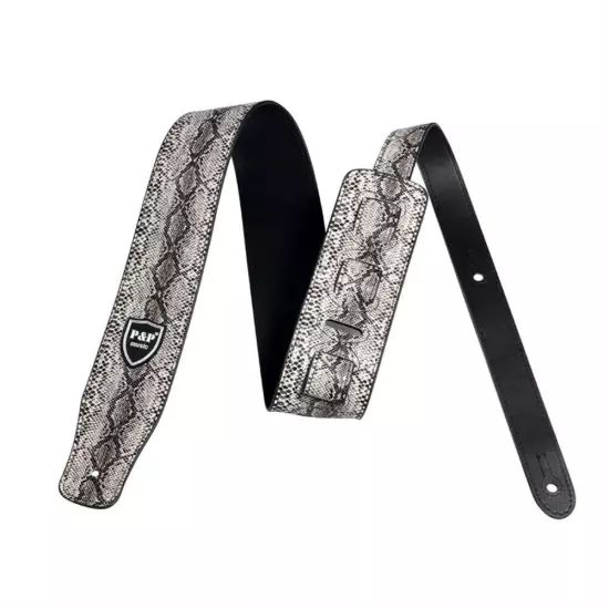 Embossed Leather Adjustable Guitar Strap for Electric Acoustic and Bass Guitar