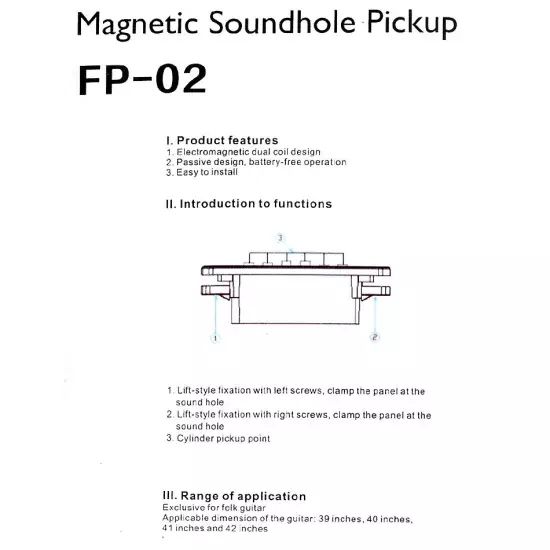 Flanger Wood Acoustic Guitar Sound Hole Magnetic Pickup 6.3mm Female Converter