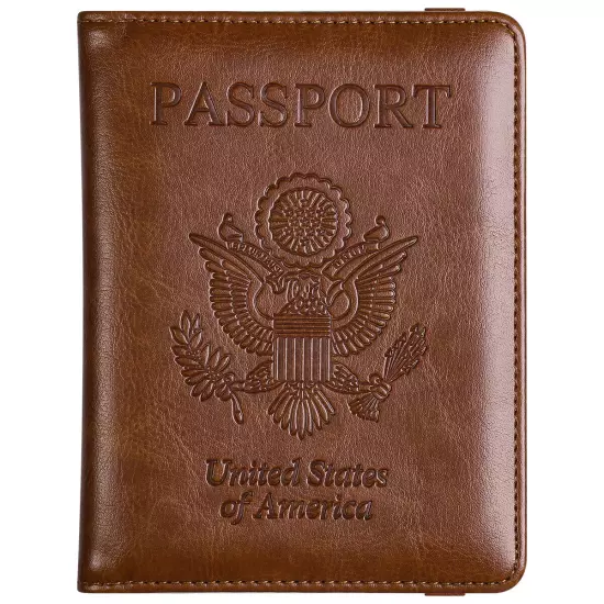 US Passport Holder Leather RFID Blocking Cover Leather Travel Wallet Case Card 