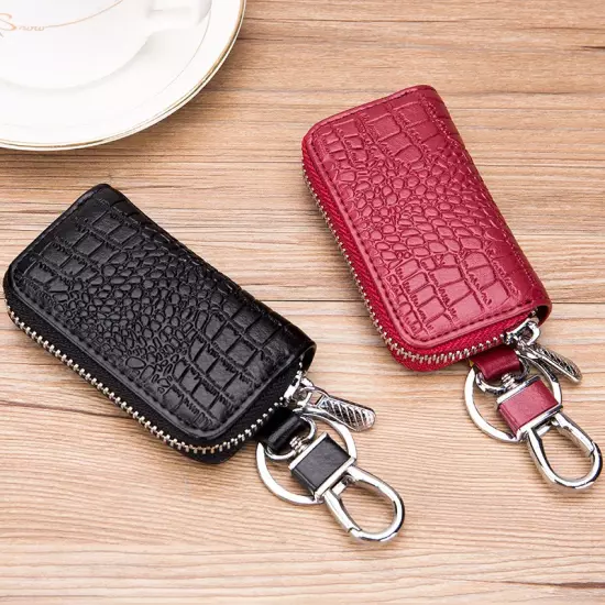 Mini Key Holder for Car Keys Wallet Pouch Bag Premium Leather Keychain Housekeep