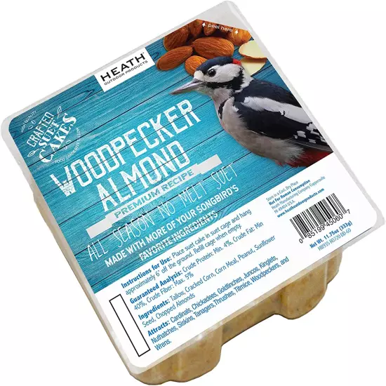 DDC1-12, Premium Crafted Suet Cakes, Woodpecker Almond, 11.75 Oz., 12 Pack, Natu