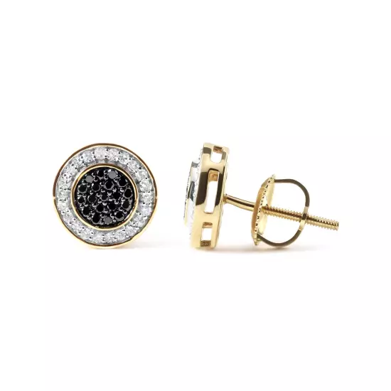 14K Yellow Gold Plated 1/3 Cttw Color Treated Black Diamond Earring