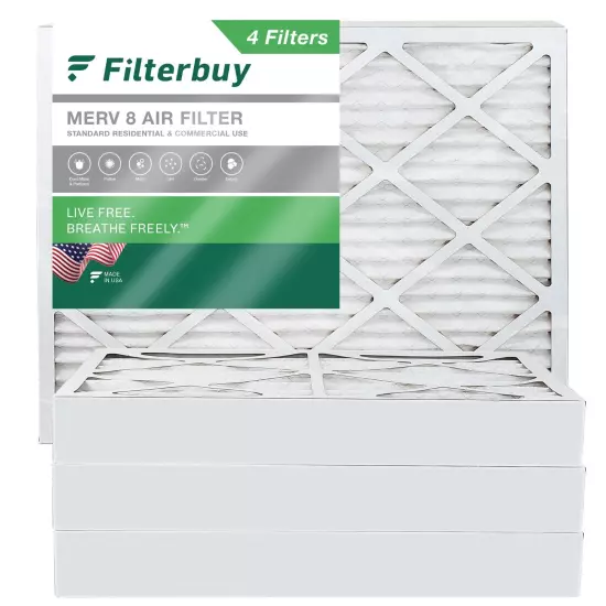 Filterbuy 16x20x4 Pleated Air Filters, Replacement for HVAC AC Furnace (MERV 8)