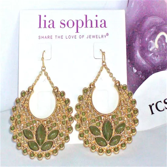 Spicy! LIA SOPHIA "DONOMA" BOHO CHIC Statement Earrings, Open Filigree, NWT