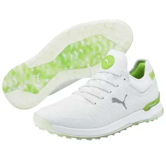 Men's PUMA LE PRO/ALPHA Gust O Wind Spikeless Golf Shoes - White/Green 11M