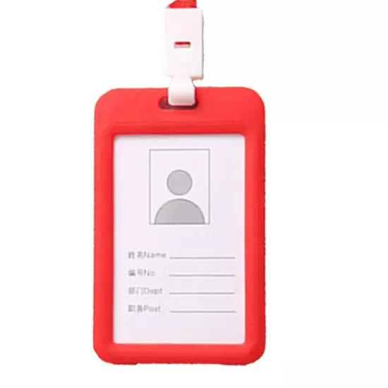 Double-Sided Plastic ID Card Holder Work Badge Wallet Neck Strap Lanyard❥